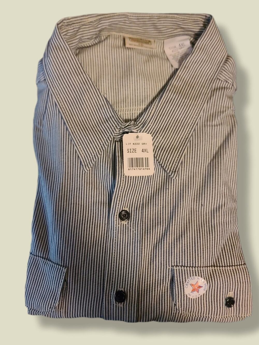 Five Brother Hickory Stripe Work Shirt Men's Size 4XL Heavyweight Long Sleeve".